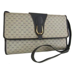 Gucci  Navy Two Way Micro Guccissima Horsebit  Canvas and Leather Small G Logo